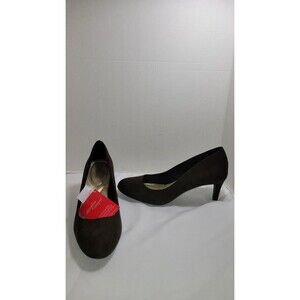 Women's Dexflex Comfort Karma Round Toe Brown Faux Suede Pumps Heels Shoes  11